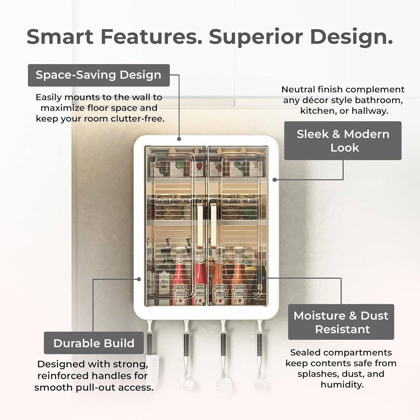 3 Layer Self-Adhesive No-Drill Storage Cabinet